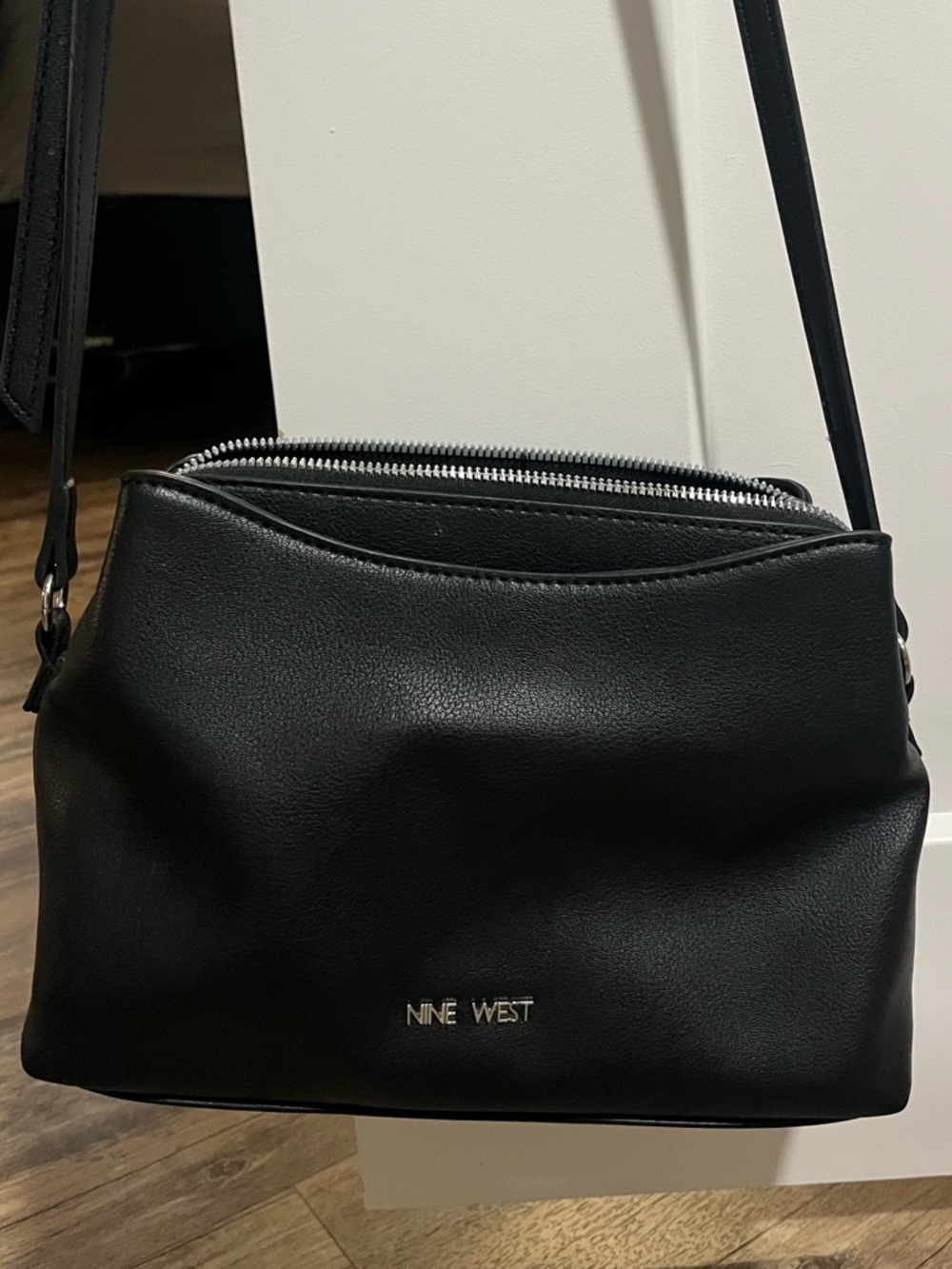 Nine West Black Pebbled Leather Crossbody Bag